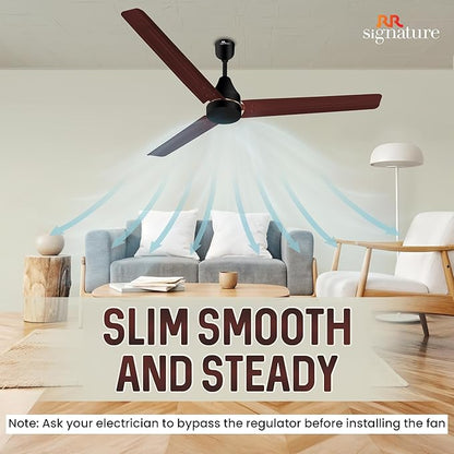 RR Signature INNOVO Motor 1200mm BLDC Ceiling Fan | Remote Control | 5-Star BEE Rated | High Air Delivery | Low Noise | Energy Efficient Design | 3+2-Year Warranty [BROWN]