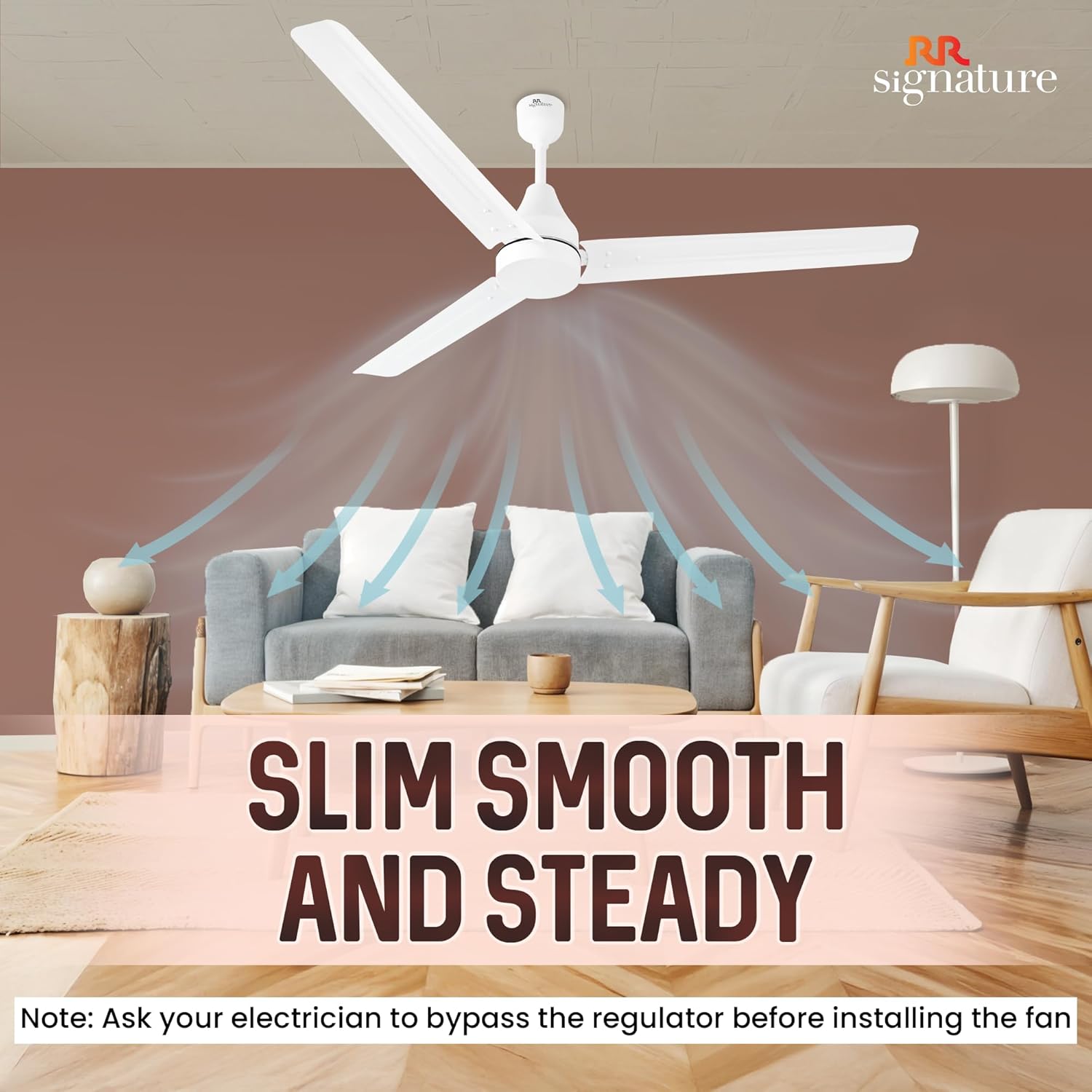 RR Signature INNOVO Motor 1200mm BLDC Ceiling Fan | Remote Control | 5-Star BEE Rated | High Air Delivery | Low Noise | Energy Efficient Design | 3+2-Year Warranty [WHITE]