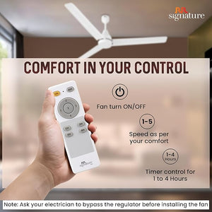 RR Signature INNOVO Motor 1200mm BLDC Ceiling Fan | Remote Control | 5-Star BEE Rated | High Air Delivery | Low Noise | Energy Efficient Design | 3+2-Year Warranty [WHITE]