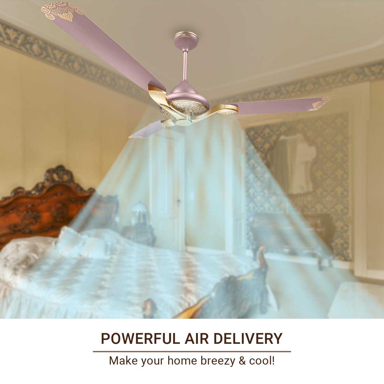 RR Signature Jaipur Mahal 1320mm Designer Ceiling Fan for Home and Office (5 Years Warranty, Rose Gold)