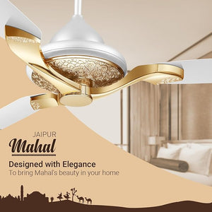 RR Signature Jaipur Mahal 1320mm Designer Ceiling Fan for Home and Office (5 Years Warranty, Agaria White)