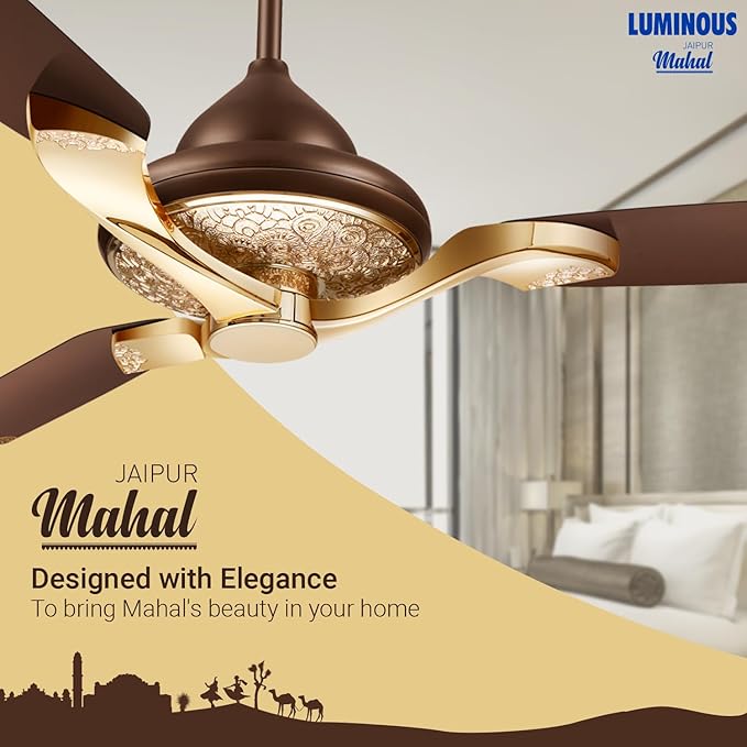 RR Signature Jaipur Mahal 1320mm Designer Ceiling Fan for Home and Office 5 Years Warranty, (Tan Brown)