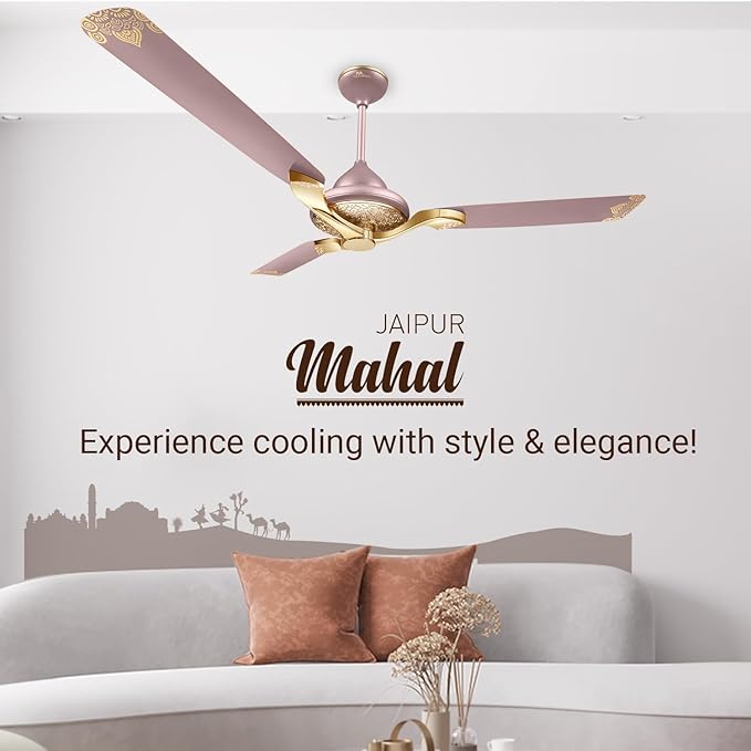 RR Signature Jaipur Mahal 1320mm Designer Ceiling Fan for Home and Office (5 Years Warranty, Rose Gold)