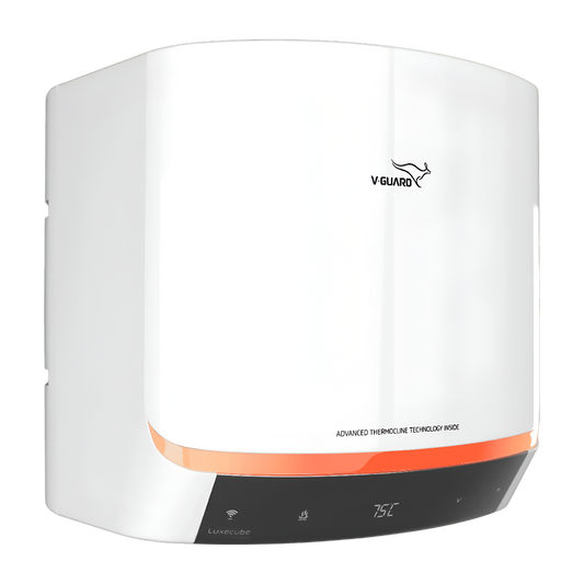 V-GUARD LUXECUBE SMART 15 Litre 5 Star Vertical Smart Geyser with Alexa & Google Assistant Compatibilty (White)