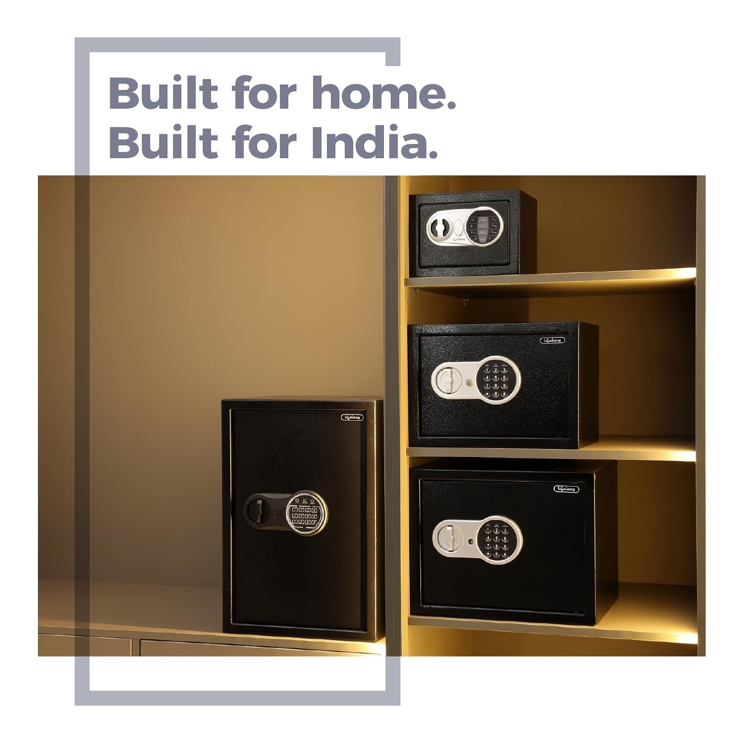 Lifelong 56 L Digital Safe Locker Box For Home & Office | Essential Smart Home Locker For Gold, Jewellery, Cash | Tijori Box | Electoric Keypad & Keys | Wardrobe Compatible, 1 Yr Warranty, Black