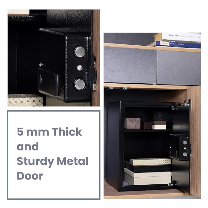 Lifelong 56 L Digital Safe Locker Box For Home & Office | Essential Smart Home Locker For Gold, Jewellery, Cash | Tijori Box | Electoric Keypad & Keys | Wardrobe Compatible, 1 Yr Warranty, Black