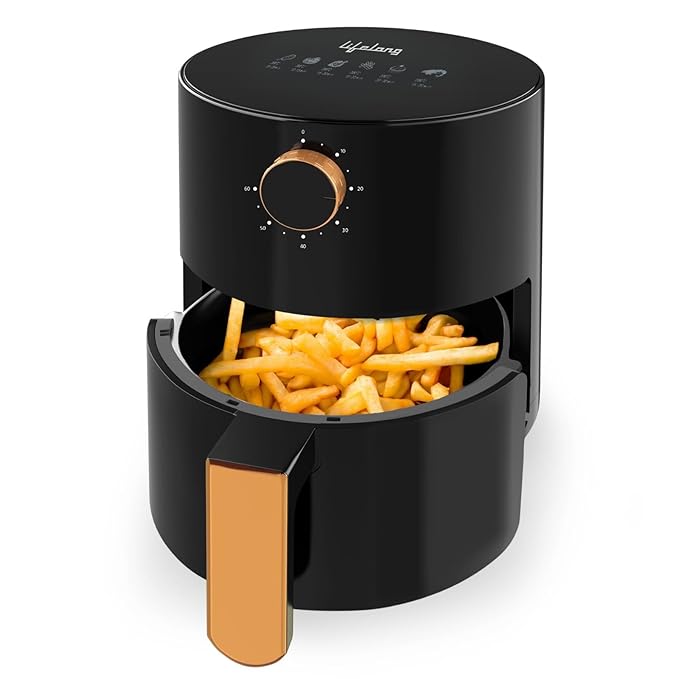 Lifelong 2.5L Air Fryer For Home-800W Small Airfryer Machine To Fry,Bake&Roast With Timer Control-Oil Free Fryer Machine-Electric Air-Fryer With 360° Hot Air Circulation Technology (Llhf26),Black
