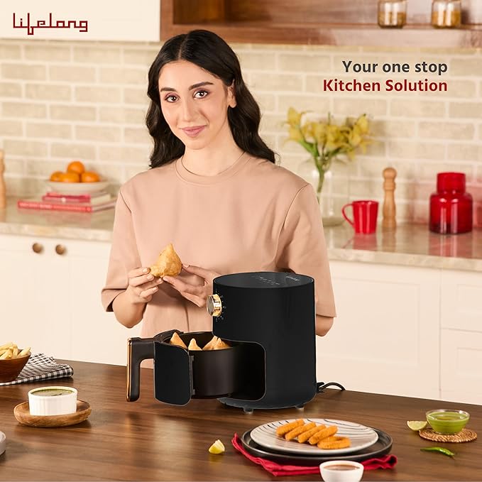 Lifelong 2.5L Air Fryer For Home-800W Small Airfryer Machine To Fry,Bake&Roast With Timer Control-Oil Free Fryer Machine-Electric Air-Fryer With 360° Hot Air Circulation Technology (Llhf26),Black