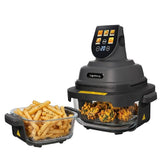 Lifelong Dual Glass Basket Air Fryer | Interchangeable Borosilicate Glass Bowls (4.1L, 1.6L) with Lids | 1500W, 5 Preset, Non-Slip Silicone Mat, DIY Mode, Toxin Free, No Coatings, 360° Air Circulation