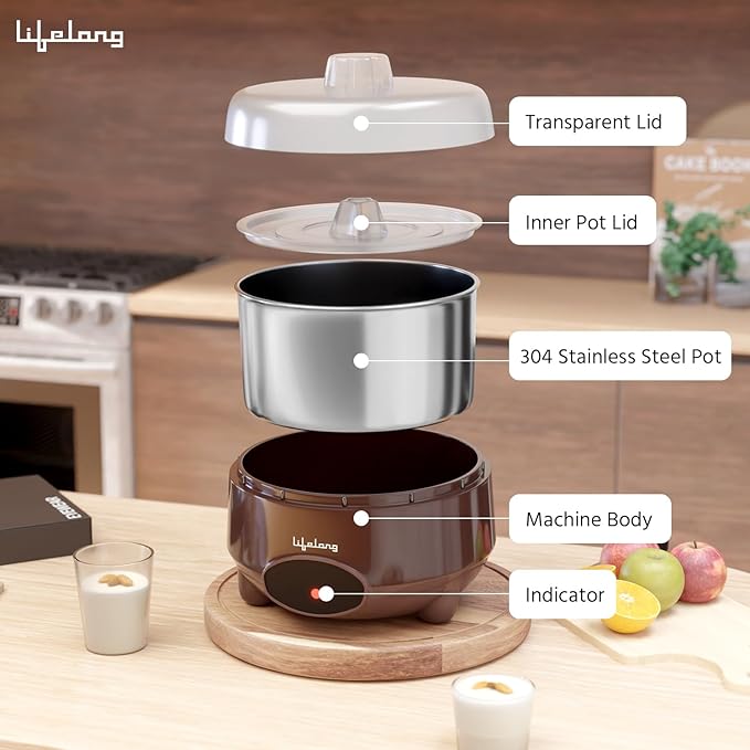 Lifelong Yogurt & Curd Maker for Home | Automatic Curd Maker with Auto Temperature Regulation | Electric Probiotic Yogurt Maker Machine for Kitchen (1 Litre) | 304 Stainless Steel Container (LLECM09)