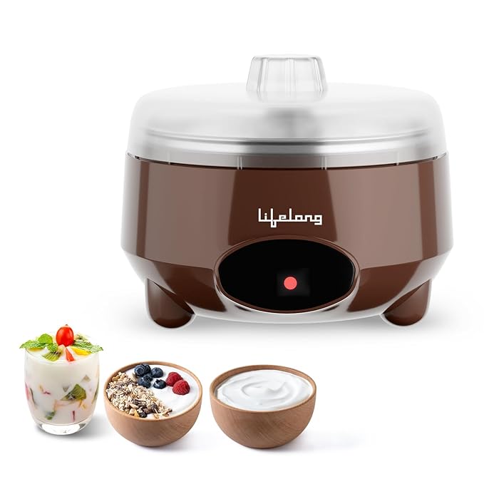 Lifelong Yogurt & Curd Maker for Home | Automatic Curd Maker with Auto Temperature Regulation | Electric Probiotic Yogurt Maker Machine for Kitchen (1 Litre) | 304 Stainless Steel Container (LLECM09)