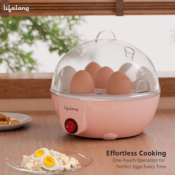 Lifelong Plastic Egg Boiler for 7 Eggs, 350 Watt|3 Boiling Modes Hard, Medium &|Multipurpose One Touch Operation Egg Poacher & Electric Egg Boiler Machine|Automatic & Over Heat Protection (LLEEB09)
