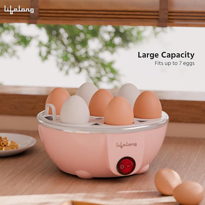 Lifelong Plastic Egg Boiler for 7 Eggs, 350 Watt|3 Boiling Modes Hard, Medium &|Multipurpose One Touch Operation Egg Poacher & Electric Egg Boiler Machine|Automatic & Over Heat Protection (LLEEB09)