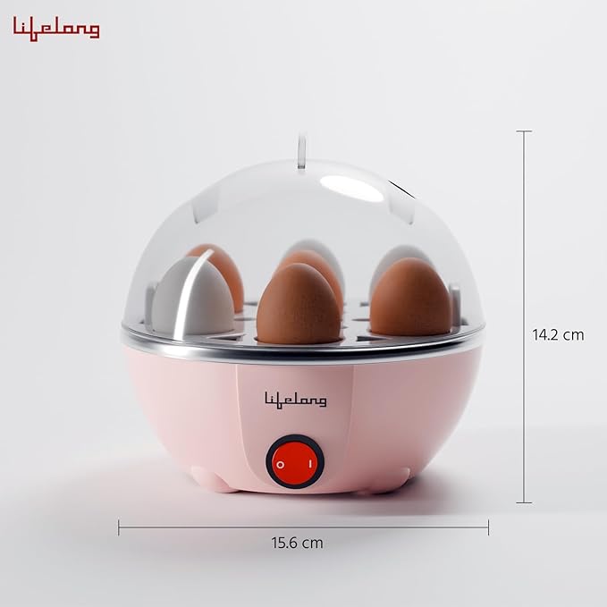 Lifelong Plastic Egg Boiler for 7 Eggs, 350 Watt|3 Boiling Modes Hard, Medium &|Multipurpose One Touch Operation Egg Poacher & Electric Egg Boiler Machine|Automatic & Over Heat Protection (LLEEB09)