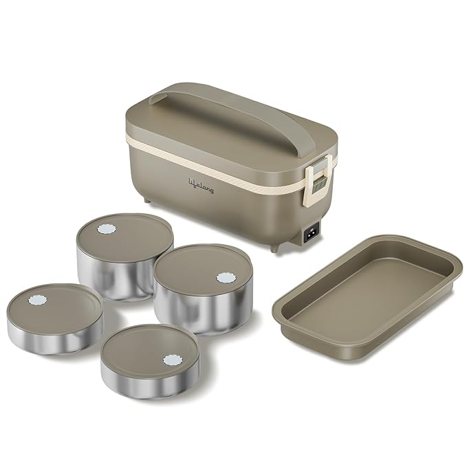 Lifelong Electric Lunch Box | Food Warmer | Set of 4 (2pcs 300ml + 2pcs 175ml) Retains Nutrients & Keeps Food Fresh |Radiation-Free, Plug-and-Heat |Portable, Durable, Shock-Proof | Hot Meals (LLELB01)