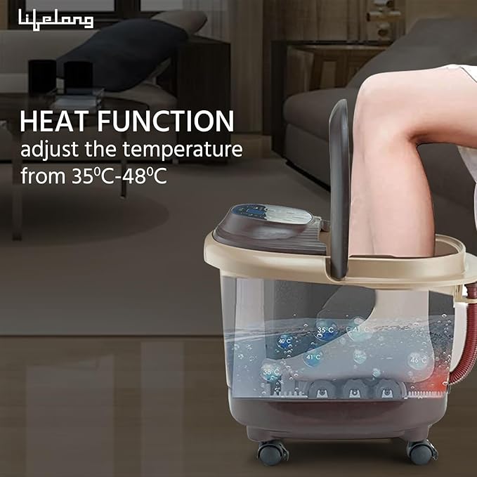 Lifelong Foot Spa Massager with 8 Auto Rollers, Heat, Bubble Therapy, Digital Panel & Callus Remover- Pedicure Spa Tub for Home Use-Deep Soothing Foot Bath for Pain Relief, Detox & Foot Care
