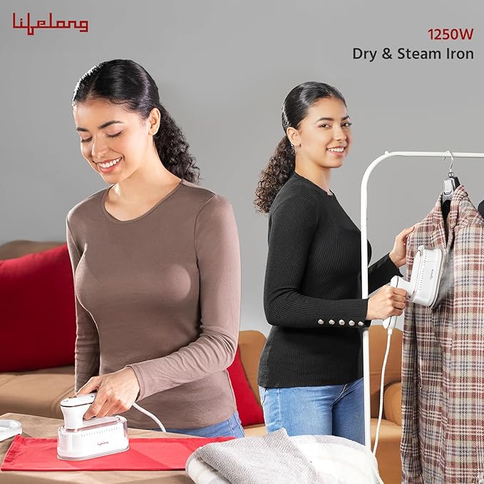 Lifelong 1250 Watt Garment Steamer for Clothes | Handheld Garment Steamer with Rest Stand for Iron | Portable & Foldable Mini Steam Press Suitable For Traveling - 90 ml Tank Capacity (LLGRMS901)