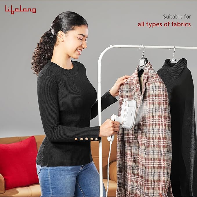 Lifelong 1250 Watt Garment Steamer for Clothes | Handheld Garment Steamer with Rest Stand for Iron | Portable & Foldable Mini Steam Press Suitable For Traveling - 90 ml Tank Capacity (LLGRMS901)