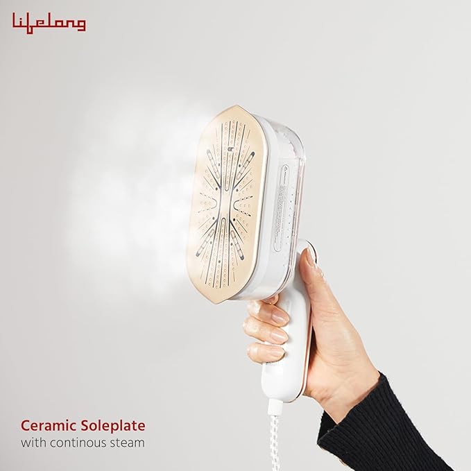 Lifelong 1250 Watt Garment Steamer for Clothes | Handheld Garment Steamer with Rest Stand for Iron | Portable & Foldable Mini Steam Press Suitable For Traveling - 90 ml Tank Capacity (LLGRMS901)