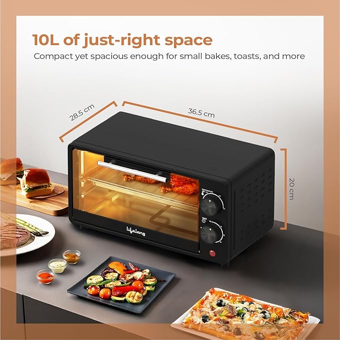 Lifelong OTG 10 Litre - Electric Oven Toaster Griller for Kitchen- 1000 W Auto Shut Off & 30 Minute Timer Control - Machine for Baking Pizza, Cake, Grilling Chicken & Toasting Bread at Home