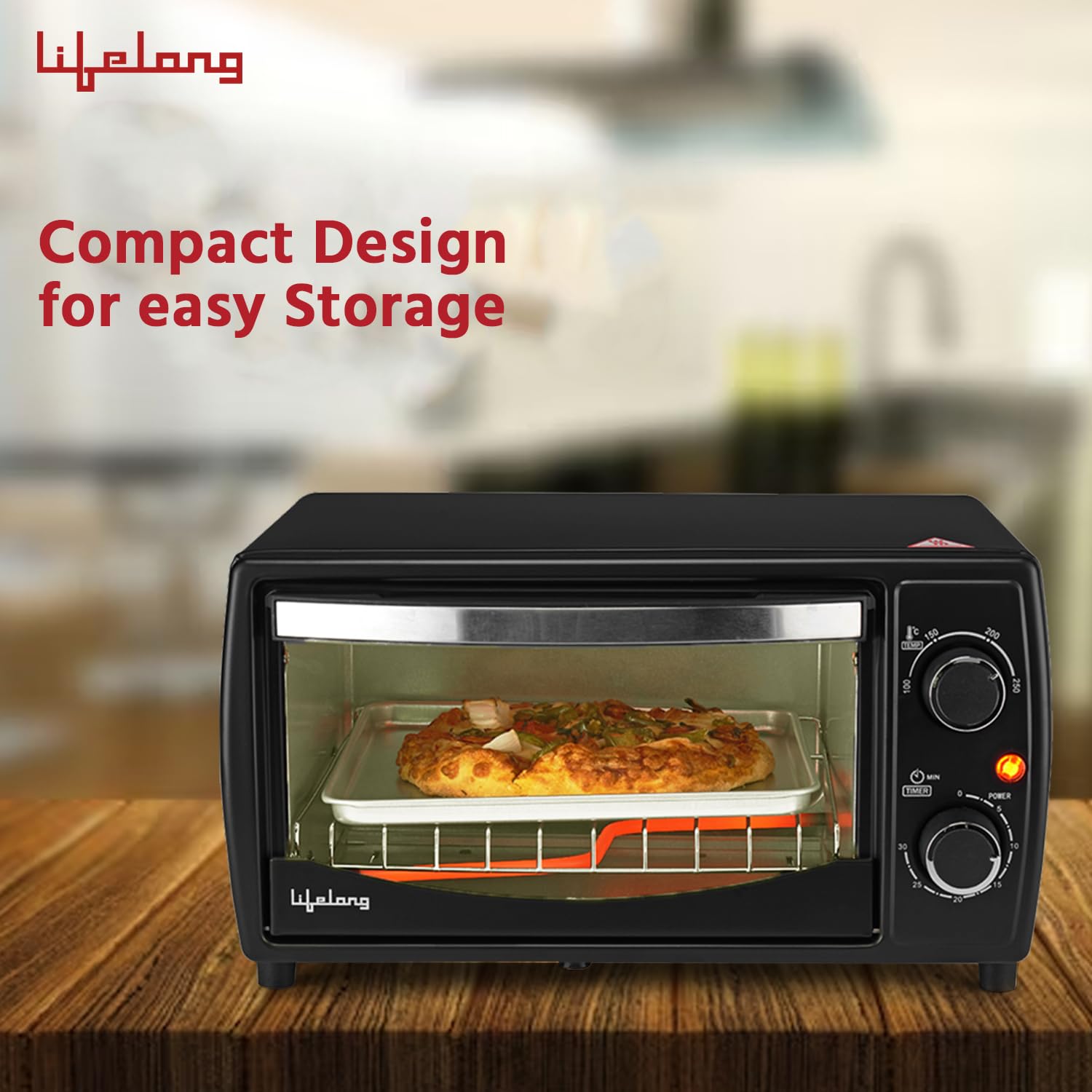 Lifelong OTG 10 Litre - Electric Oven Toaster Griller for Kitchen- 1000 W Auto Shut Off & 30 Minute Timer Control - Machine for Baking Pizza, Cake, Grilling Chicken & Toasting Bread at Home