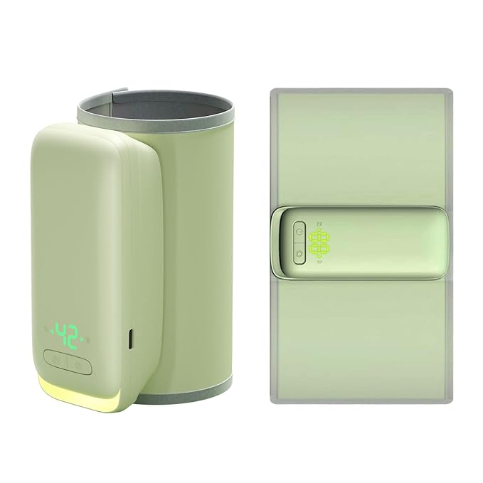 Lifelong Portable Bottle Warmer for Babies|USB Rechargeable|6 Temperature Settings with Display|Baby Feeding Bottle Warmer for Travel |Also Charge from Powerbanks (Llebw09),Green