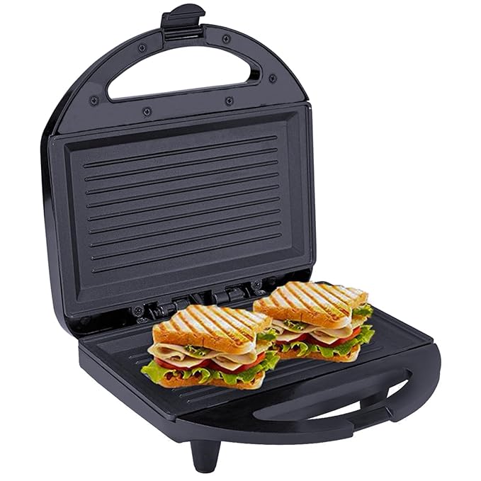Lifelong Sandwich Griller 750 W, Classic Pro - Auto Cut off & Power Indicator | Sandwich Maker with 4 Slice Non-Stick | Fixed Plates for Sandwiches at Home with 1 Year Warranty (Black)