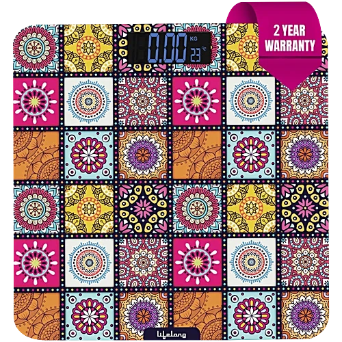 Lifelong Mystical Weight Machine - Multicolour|Digital Weight Machine for Body Weight|Thick Tempered Glass with LCD Display|Bathroom Weighing Scale