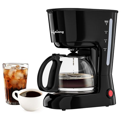 Lifelong drip coffee maker 5 cups LLCMK901 black color