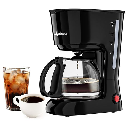 Lifelong drip coffee maker 5 cups LLCMK901 black color