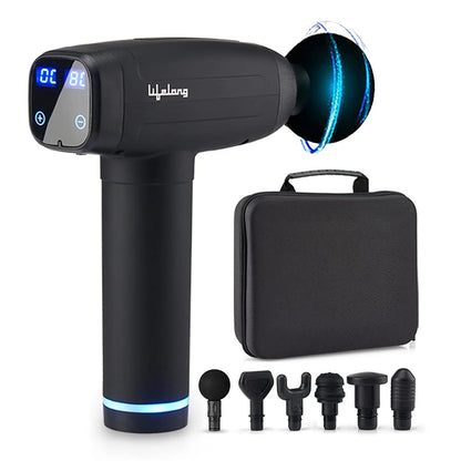 Lifelong LLGM09 Percussion Massage Gun for Pain Relief, Deep Tissue, 6 Speeds & 7 Massage Heads, Cordless, Quiet Operation for Neck, Shoulders, Back, Arms, Legs & Feet