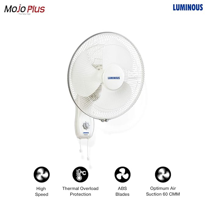 RR Signature Mojo Plus 400 mm NS Wall Fan 1350 RPM for Home and Office with ABS Blades, Easy Tilting Mechanism and Thermal Overload Protection 3 Years Warranty (White)