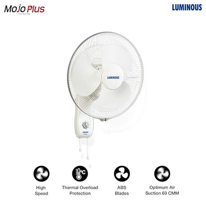RR Signature Mojo Plus 400 mm NS Wall Fan 1350 RPM for Home and Office with ABS Blades, Easy Tilting Mechanism and Thermal Overload Protection 3 Years Warranty (White)