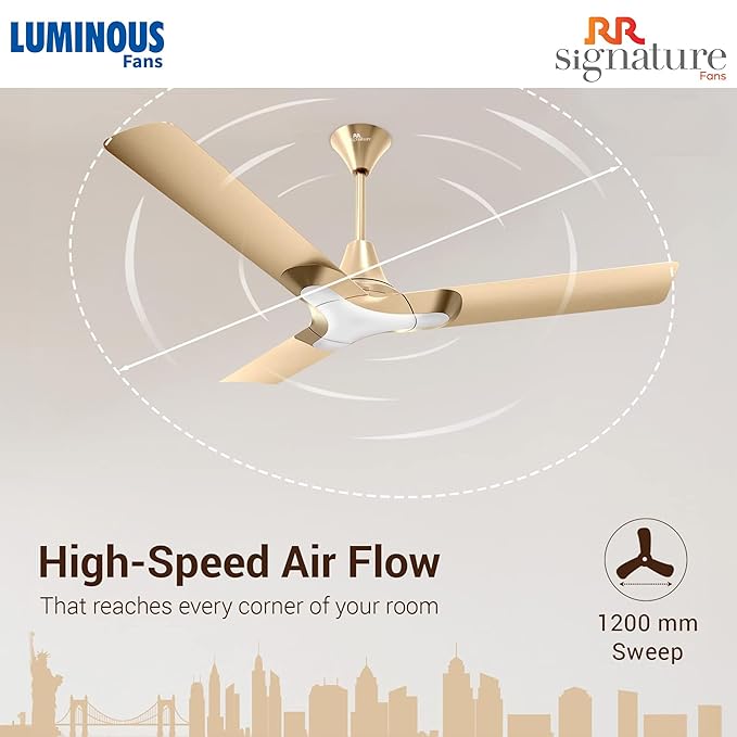 RR Signature 1200MM New York Brooklyn I Energy Efficient I High Speed Ceiling Fan I Champagne Gold