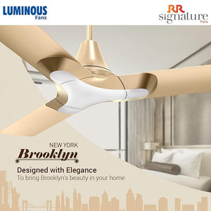 RR Signature 1200MM New York Brooklyn I Energy Efficient I High Speed Ceiling Fan I Champagne Gold