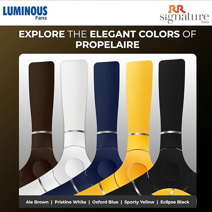 RR Signature Propelaire 1200MM Ceiling Fan for Home I BEE 3-Star Rating and 40% Energy Saving I Pristine White, (3 + 2 Years Warranty