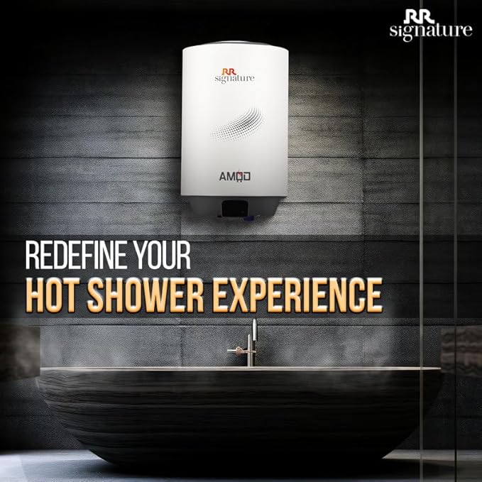 RR Signature Amod 10L Star Rated Storage Water Heater for Home | Glass Line Tank Geyser | 8 Bar, Suitable for High Rise |Thermal Cutout |Safety Valve 2 Yr Warranty on Product & 8 Yr on Tank by RR