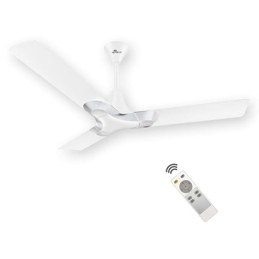 RR Signature New York Brooklyn 5 Star BLDC Ceiling Fan with Remote High Speed Ceiling Fan for Home Chrome White, 3 + 2 Years Warranty, Free Installation