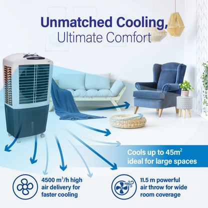 USHA Racer 95 L Desert Air Cooler |Grey & White, Racer 95|