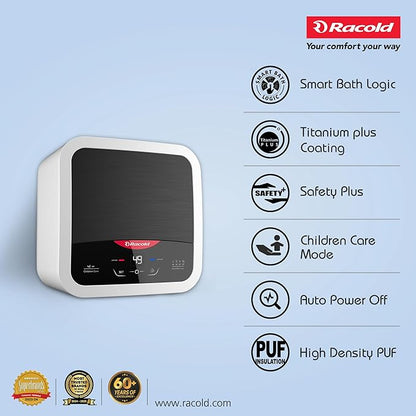 Racold Omnis DG 25L Vertical 5 Star Storage Water Heater (Geyser) Black Digital Display Touch Control Auto Diagnosis Suitable for High Rise Buildings Free Standard Installation & Pipes, Wall Mounting