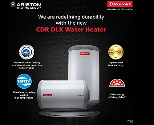 Racold CDR DLX 25 Litres 5 Star Vertical Storage Water Geyser with 2000 Watts, 8 Bar Pressure (White & Grey)