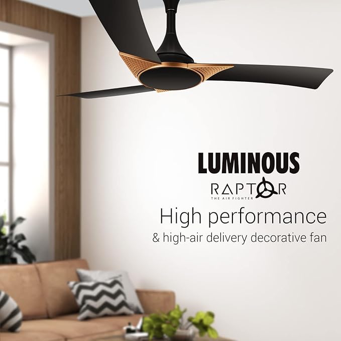 RR Signature Raptor 1200mm Ceiling Fan for Home and Office (2+3 Year Warranty, Black Copper)
