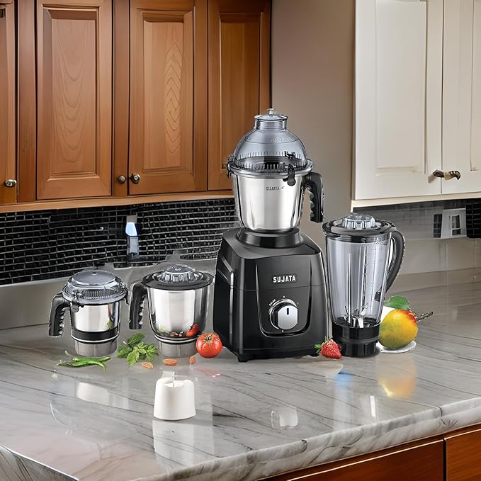 Sujata MG03 Mixer Grinder | The New Generation Mixer Grinder | Powerful and Versatile Kitchen Appliance | 1000 Watts Motor | 4 Stainless Steel Jars
