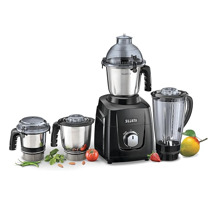 Sujata MG03 Mixer Grinder | The New Generation Mixer Grinder | Powerful and Versatile Kitchen Appliance | 1000 Watts Motor | 4 Stainless Steel Jars