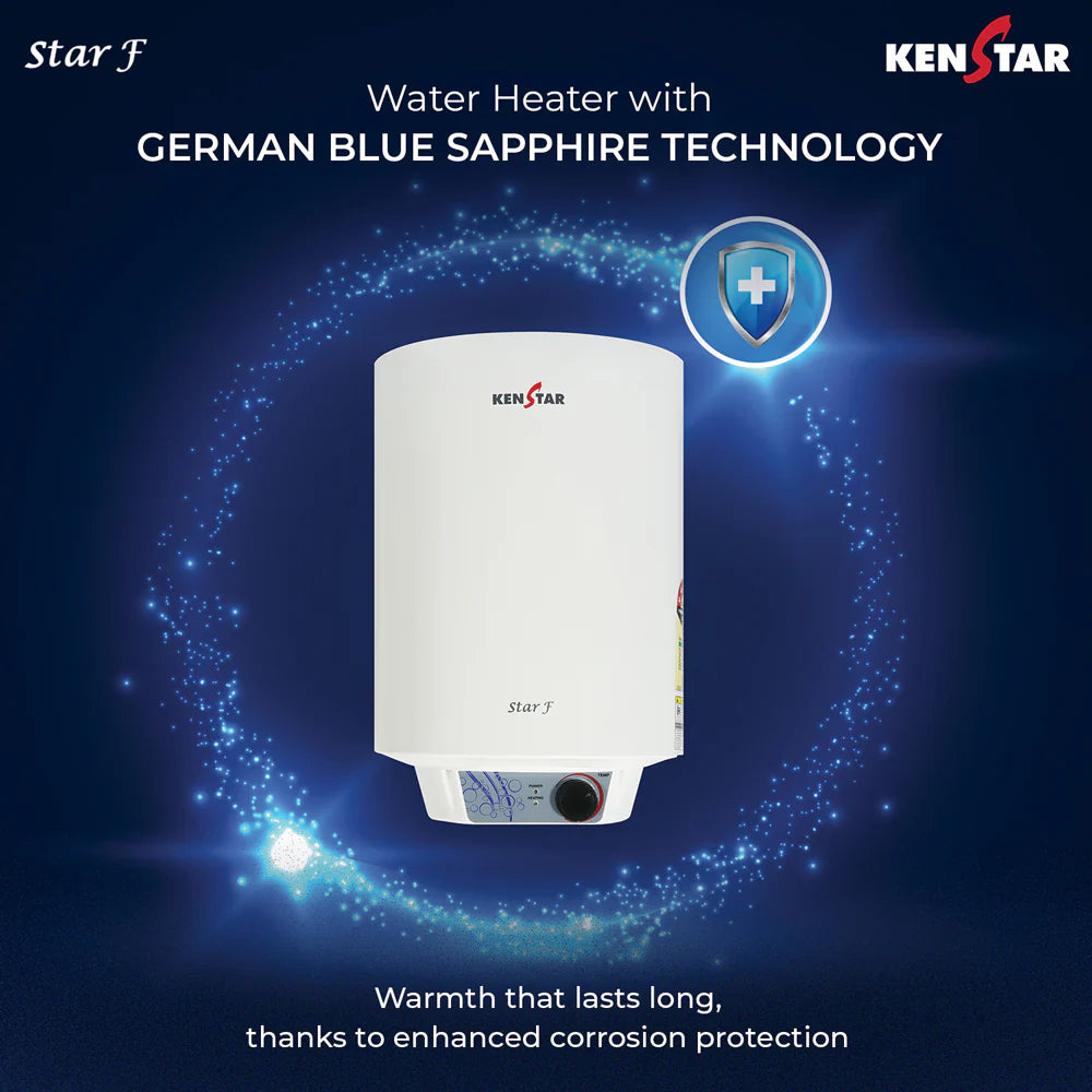 Kenstar Star F 25L 2kW Metal White Storage Water Heater | Glasslined Tank | With Free Pipe & Installation