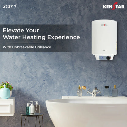 Kenstar Star F 25L 2kW Metal White Storage Water Heater | Glasslined Tank | With Free Pipe & Installation