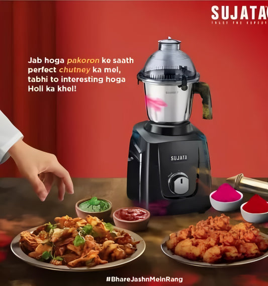 Sujata MG 01 The New Generation Mixer Grinder (3 Jars) ABS, Black, 1000 Watts