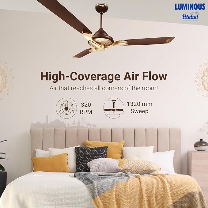 RR Signature Jaipur Mahal 1320mm Designer Ceiling Fan for Home and Office 5 Years Warranty, (Tan Brown)