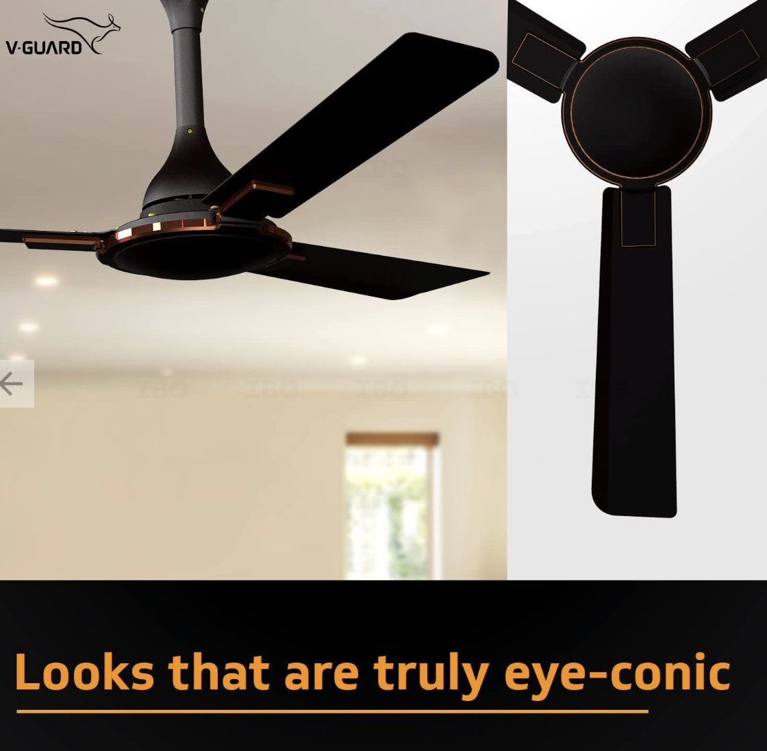 V-Guard Enlance VX Anti Dust High Speed Designer Ceiling Fan Energy Efficient 1200mm Sweep 340 RPM Speed 100% Copper Motor Dust Repellent Technology (CHOCO BROWN GLO)