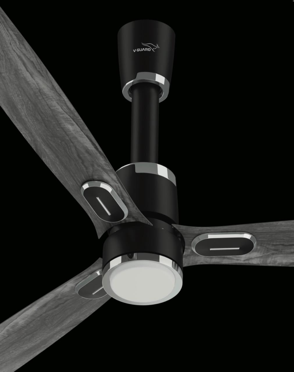 V-Guard AIRWIZ LIGHT PREMIUM HIGH SPEED | 6W LED UNDER LIGHT (48") 370 RPM with 3 Year Warranty BLDC Motor with Remote 1200 mm Ceiling Fan  (5 Star | Pine Wood Black